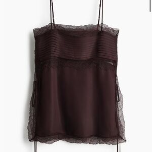 H&M Edition Brown Lace-Trimmed Camisole Top, S